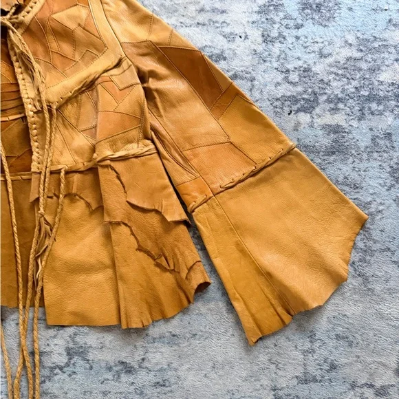 Vintage 1970s PATCHWORK LEATHER Artisan Made / Festival / Boho Style - Picture 6 of 16